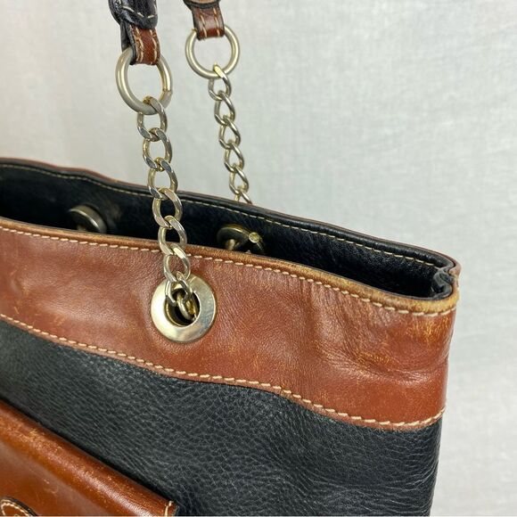 Bally Vintage Leather Black & Brown Two Tone Bucket Shoulder Handbag - Picture 4 of 11